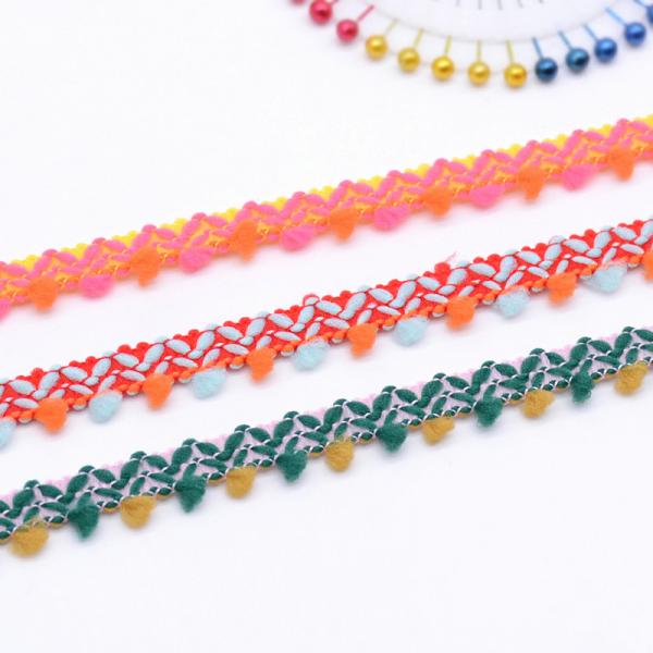 Crafts Woven 1.2cm Mixed Colour Pom Pom Trim