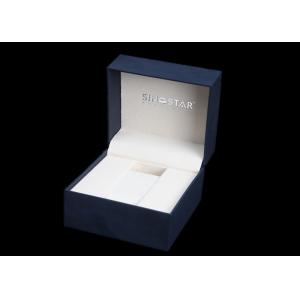 Square Watch Presentation Box , Plastic + Dark Blue Paper Gift Box For Wrist Watch