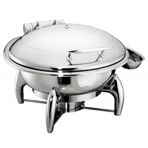 6.0Ltr Round Hydraulic Chafing Dish Full Stainless Steel Lid Induction Or Spirit Heat Source Dia.35cm Food Pan