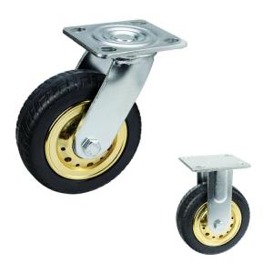 Elastic Rubber 6 Inch Locking Swivel Casters , ISO9001 Hard Rubber Caster Wheels