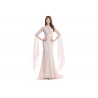 China Long Sleeve Backless Middle Eastern Evening Gowns Tulle Fabric Beading on sale