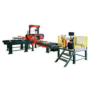 China Hydraulic Wood Cutting Portable Sawmill Horizontal Band Saw Mill with automatic log turner supplier