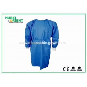 Blue Color Heat Seal Hospital Use Disposable Surgical Scrubs With Knitted Cuff