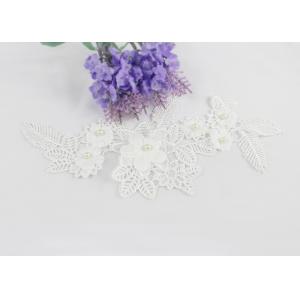 China Embroidered Lace Collar Applique Beaded Floral Lace Neck Applique For Dress supplier