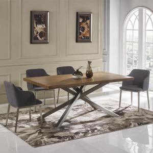 Wood Metal Luxury Modern Dining Table Set Lightweight Removable