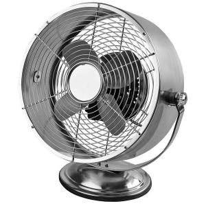 9 Inch Metal Blade Oscillating Desk Fan , Brushed Nickel 2 Speed Silent Table Fan