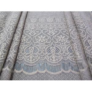 China Grey Eyelash Knitted Cotton Nylon Stretchy Lace Fabric Thick Flower For Lady Dress wholesale