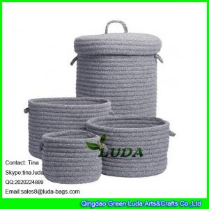 LUDA home decoration basket grey fashion cotton sundries sotrage basket with lid