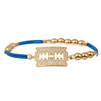 China Gold Zircon Blade Charm Elastic Handmade Bracelet With Guitar String Metal Beads on sale