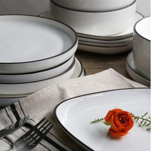 White Household Hotel Restaurant Dinner Bowl Plate Spoon Ceramic Dinnerware