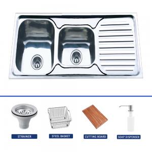 OEM Dimensions Stainless Steel Top Mount Apron Sink With 3 Faucet Holes