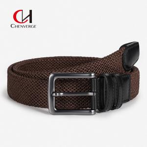 China Woven High End Head Layer Cowhide Elastic Belt Leisure Sports Canvas Belt For Men supplier