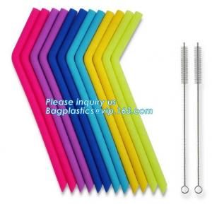 China Anti-Cutting Mouth Flexible Silicone Straw Metal Straw With Silicon Tip Sleeve Cleaning Brushes Set Reusable Silicone Dr wholesale