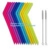 China Anti-Cutting Mouth Flexible Silicone Straw Metal Straw With Silicon Tip Sleeve Cleaning Brushes Set Reusable Silicone Dr wholesale