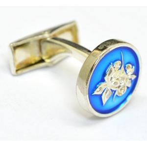 Round Metal Cuff Links with Epoxy Screen printing Enamel and customer Logo design