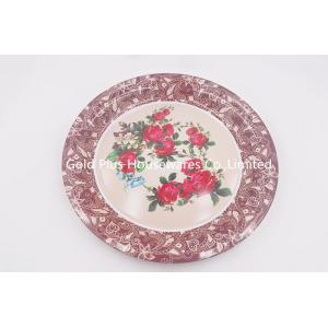 China 50cm New design round shape flower decal printed tray gift serving tray for wedding supplier