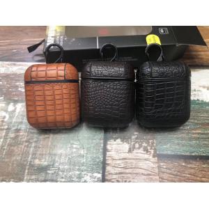 OEM Crocodile Pattern Real Leather Earphones Case Protective Headphones Cover for Airpod 2