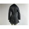 Long Style Black Color Ladies PU Jacket With Detachable Fur Collar TW64825