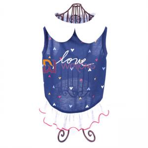 China Digital Print Embroider Pet Dress Love Poly Jersey Custom Summer Heart Woven Collar Dog Dressing Gown supplier