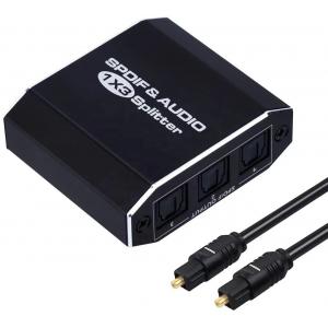 1 In 3 Out Digital SPDIF Toslink Optical Fiber Audio Splitter 1x3 With Optical Cable