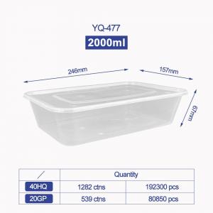 500ml Clear/Black Rectangular PP Disposable Plastic Food Container Microwaveable Food Bento Storage Lunch Box