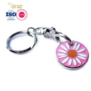 China Printing Shopping Trolley Keyring , Round Domed Sticker Key Ring Coin Holder supplier