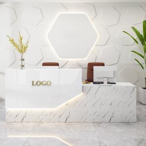 2M Modern Reception Desk Customizable Logo White Reception Table