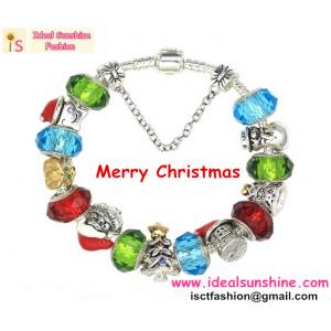 Hot sales 2014 Christmas fashion jewelry bracelet murano beads santa chrismas tree snowman