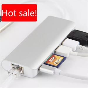 USB 3.1 USB Type C USB-C 6 Port Hub for Apple Macbook Rj45 3.0 Ethernet Card Reader Sd