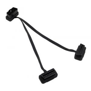 China OBD2 OBDII 16 Pin J1962 Right Angle Male to Dual Female Flat Y Cable supplier
