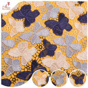 China 100% Polyester Embroidery Flower And Butterfly Designs Knitted Tricot France Lace Fabric supplier