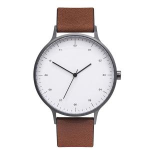 Minimalist Brown Leather Band Watch , Mens Designer Watches Brown Leather Strap