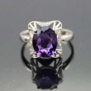 China 925 Sterling Silver Oval Purple  Cubic Zircon Ring (F08) supplier