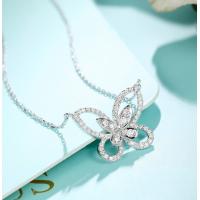 China 0.45ct 18K Gold Diamond Necklace 3.8g White Gold Diamond Butterfly Necklace on sale