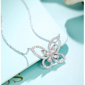China 0.45ct 18K Gold Diamond Necklace 3.8g White Gold Diamond Butterfly Necklace supplier