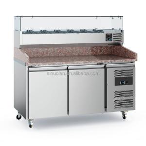 China Stainless Steel Fridge Preparation Counter Workbench Fridge Refrigerator Prep Pizza Table supplier