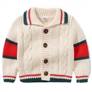 Children's Cable knitted Stripe heavy knitting kids sweater cardigan