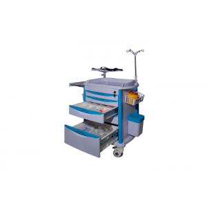 Emergency Drugs Equipment Medical Cash Cart Hospital Furniture In Blue Color