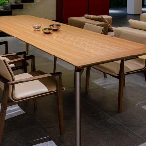 China 48inch Rectangular Wooden Metal Dining Table With Iron Legs supplier