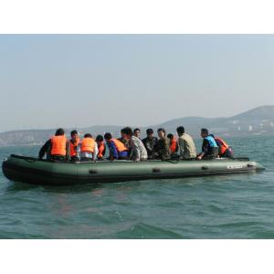China Black Inflatable Sport Boat PVC / Hypalon Handmade Ferry Boat With High Capacity supplier