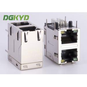 China Stacked 2 Port Cat6 Industrial ethernet RJ45 Connector with internal magnetics supplier