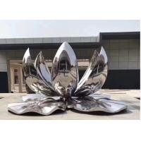 China Large Polished Stainless Steel Outdoor Metal Lotus Flower Sculpture on sale