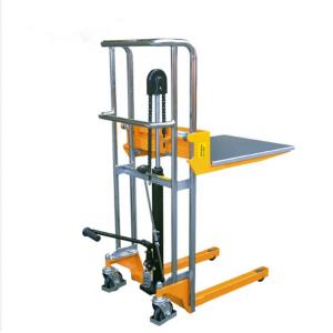 China Light Stacker Moveable Panel Manual Winch Forklift Manual Trolley Pallet Stacker supplier