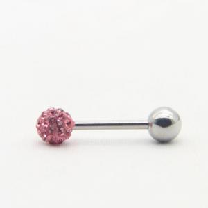 Exposy Gems Ball 14mm Long Tongue Ring Bars 14 Gauge 316 Stainless Steel