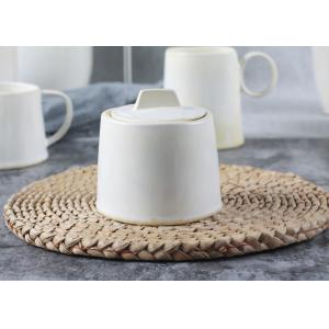 China Handmade Style Ceramic Sugar Pot / Sugar Container 300ml With Ivory Reactive Color supplier