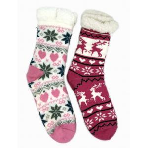 China Double Layer Jacquard Soft Cozy Socks Snowflake Ladies Indoor Socks supplier