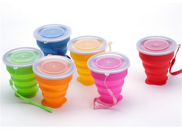 Portable Retractable Silicone Drinking Cups 300ml Capacity For Travel