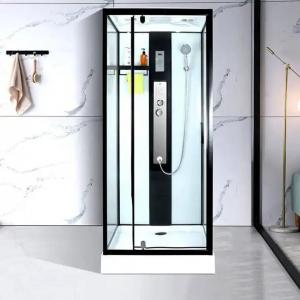 China Black Frame Steam Shower Cubicle Glass Cabin With 15cm Shower Tray supplier