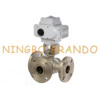 China Electric Actuator 3 Way Flange Ball Valve Stainless Steel 24V 220V on sale