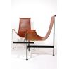 Mid Century Leather Sling Lounge Chair / Modern Contemporary Lounge Chair